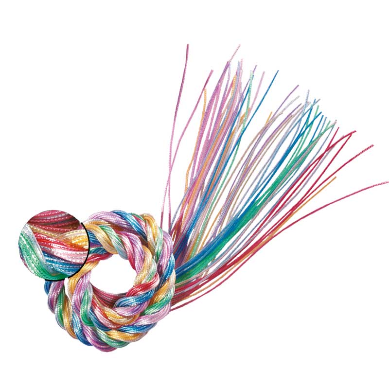 Flechtschnüre - Scoubidou, 2 mm x 1 m/ 50 Stück — transparent gold / silber Einzug