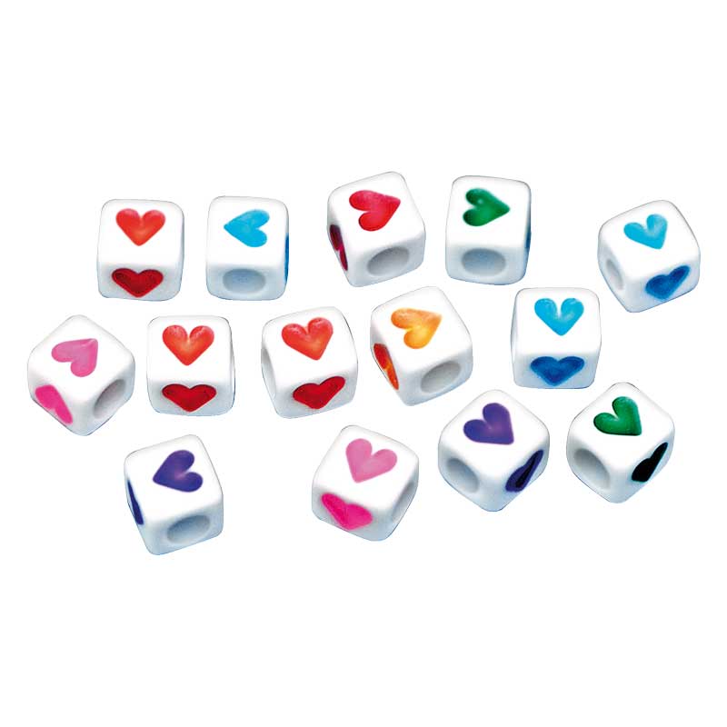 Würfelperlen Herz, 100 Stück