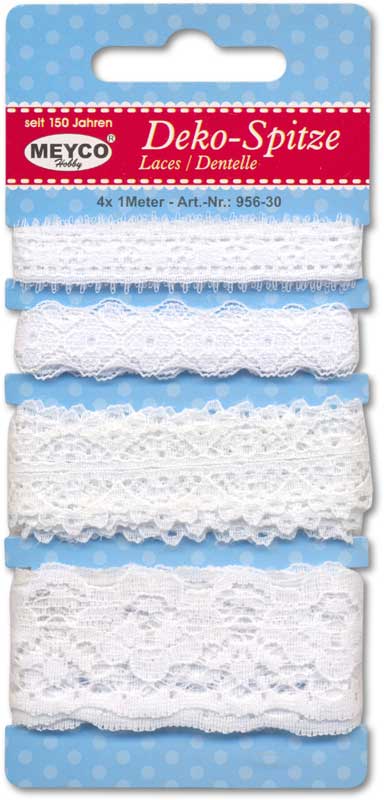 Deko-Spitze, 4 Stück — weiß
