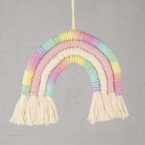 Makramee Garn 3 mm, ca. 30 m — regenbogen pastell