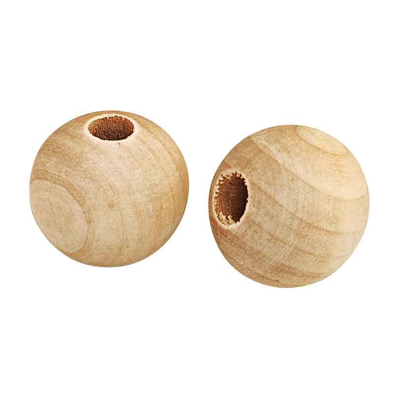 Makramee Holzperlen 25 mm , 6 Stück — natur