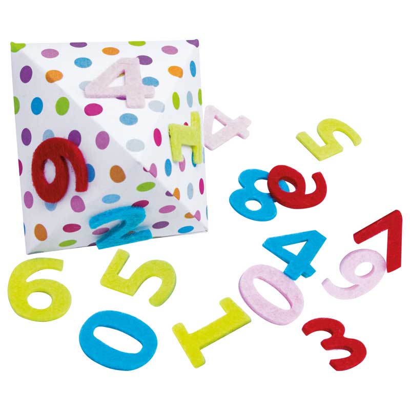 Filzzahlen, 48 Stück — farbig sortiert