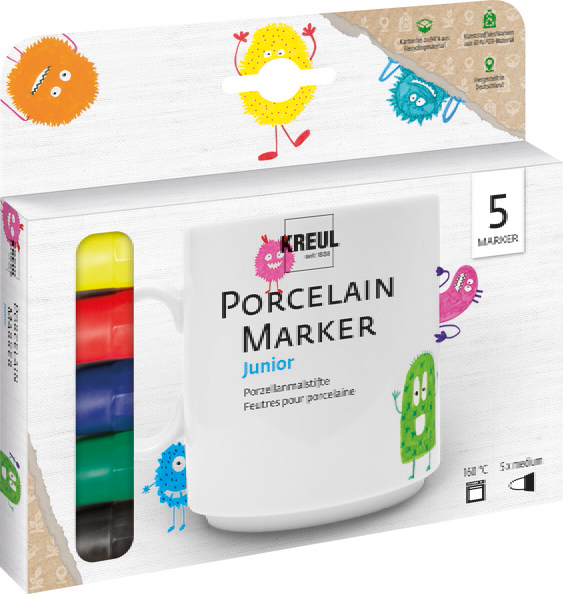 KREUL Porcelain Marker medium Junior, 5 Stück