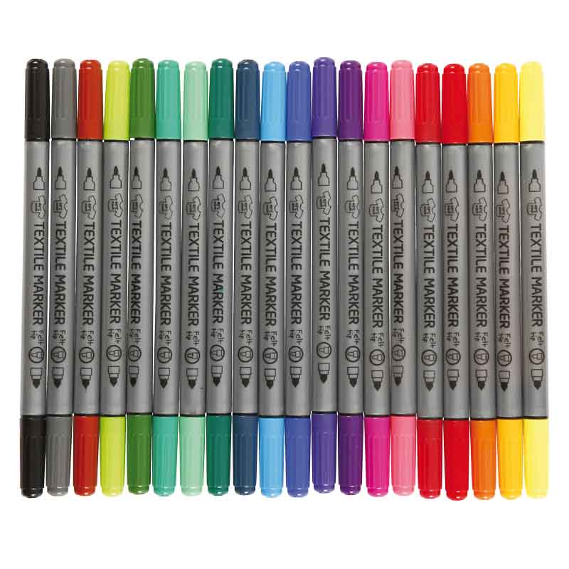 Textile Marker — farbig sortiert | 20 Stück
