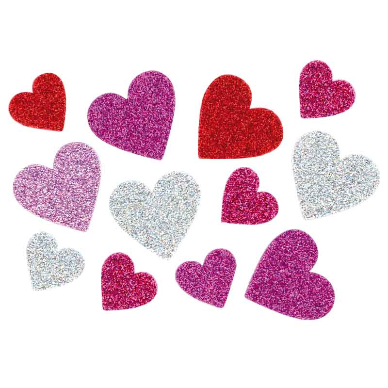 Moosgummi Herzen, 100 Stück — Glitter