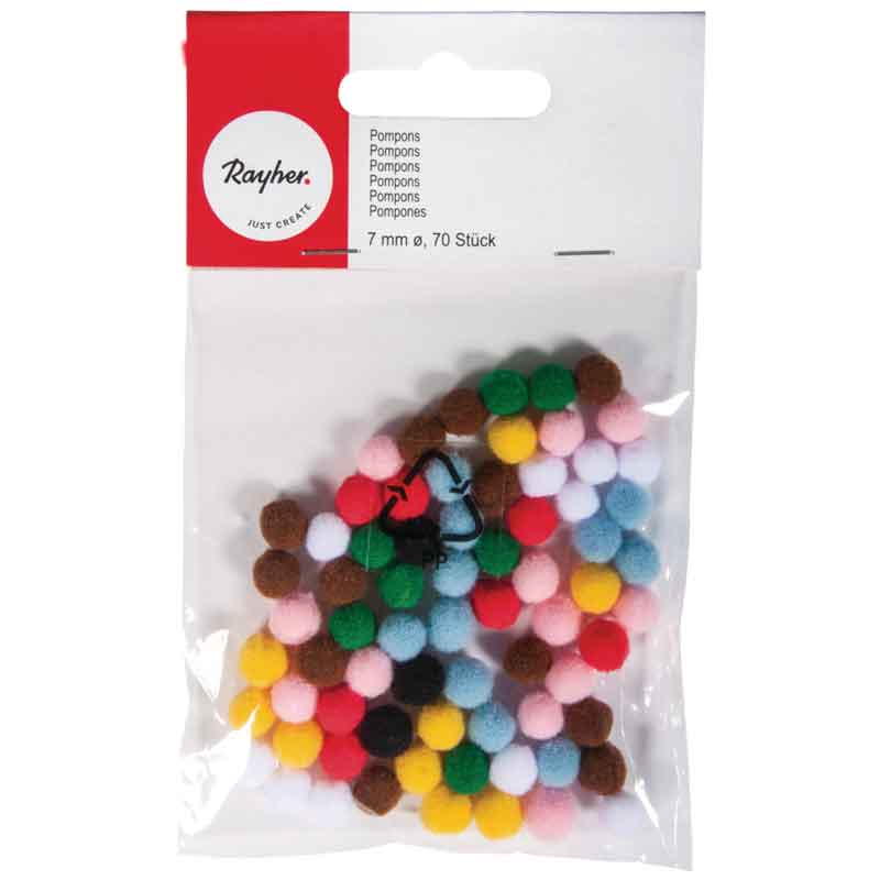 Pompons 7 mm, 70 Stück