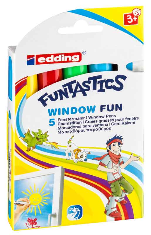 Edding®16 Funtastics Window Fun Kinderfenstermaler — farbig sortiert