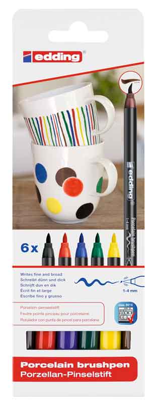 Edding®4200 Porzellan Pinselstift — farbig sortiert