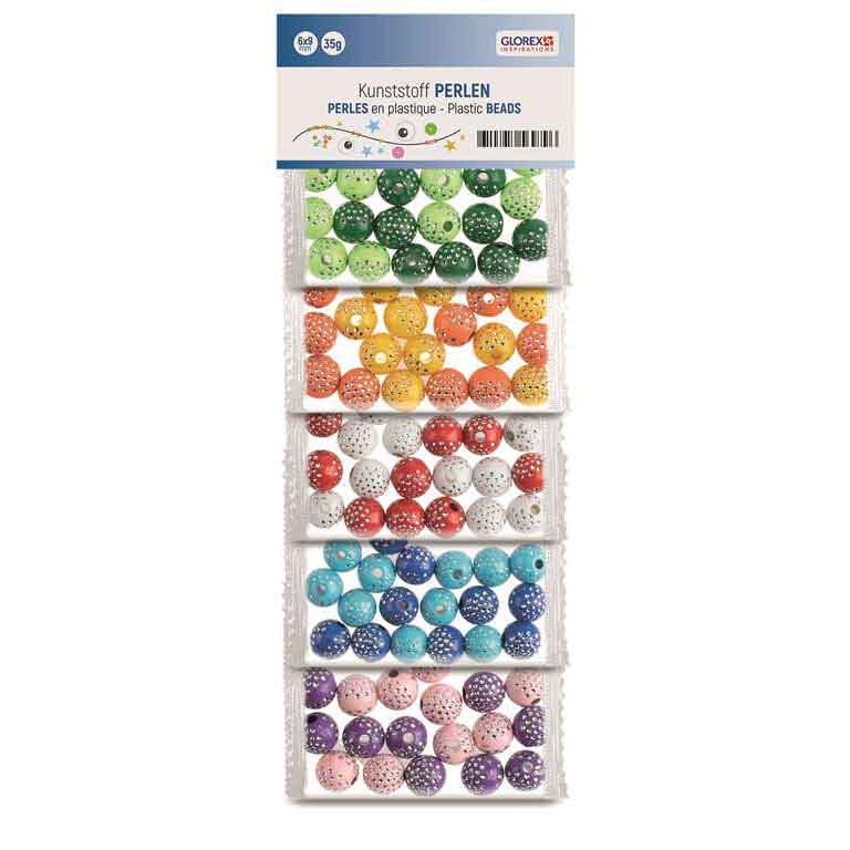 Perlen - Mix Glitzer, 10 mm — mit silbernen Punkten